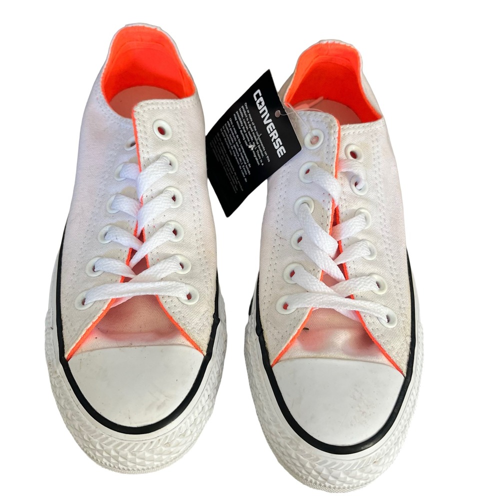 Converse Chuck Taylor Low Women 6.5 White Neon Orange New 556679F Sneakers